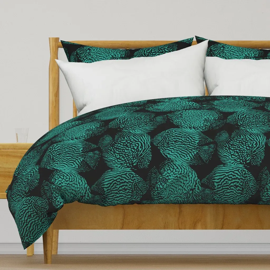 Animal Print Discus Fish Duvet Cover - Teal product
