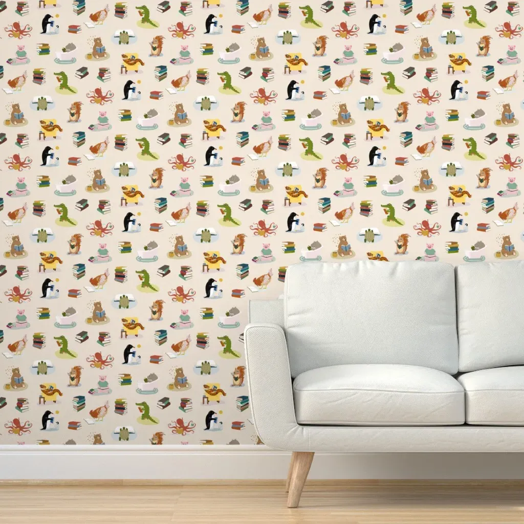 Animal Readers Peel and Stick Wallpaper - Cream product