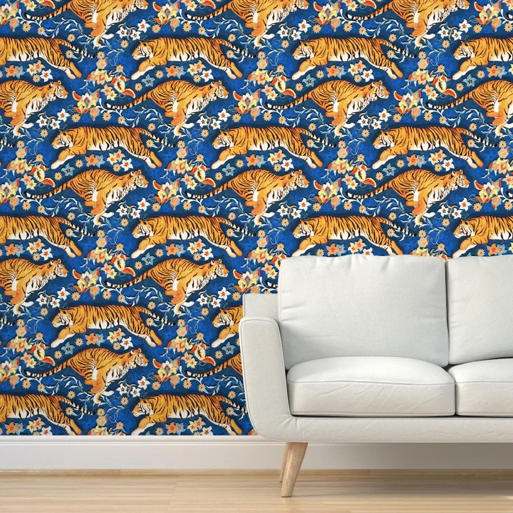 Animalier's Tiger Chintz Peel and Stick Wallpaper - Orange product