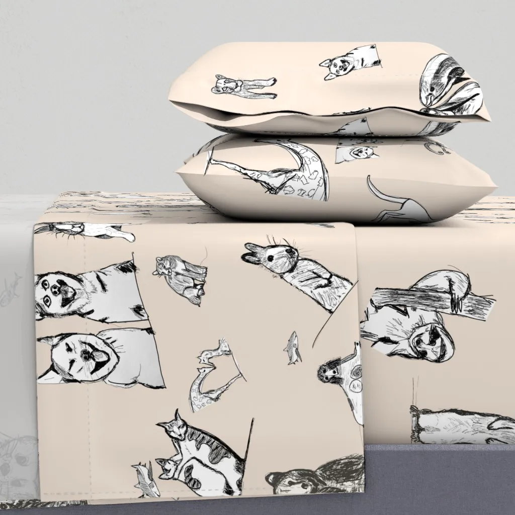 Animals Friends 001-Warm Sand By Molly Magdalain King Sheet Set product