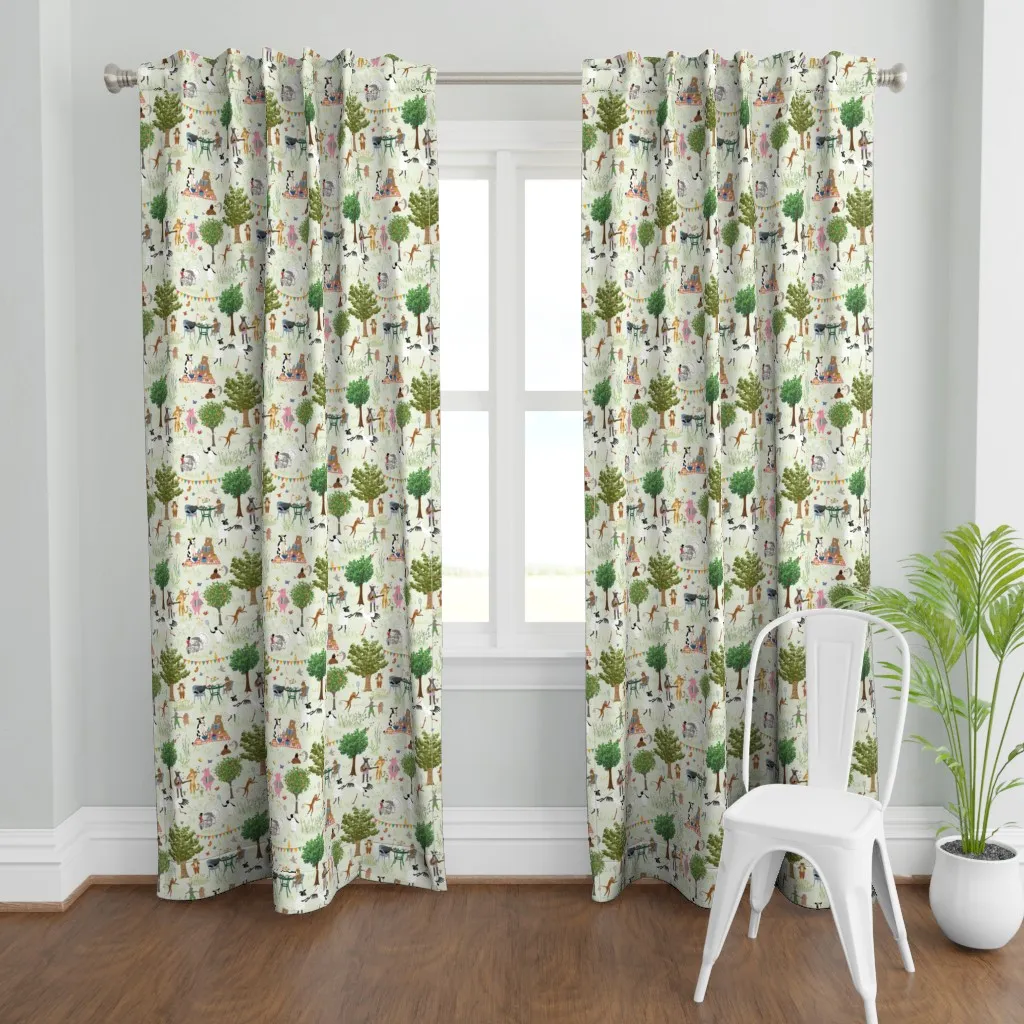 Animals' Garden Party Curtain Panel - Light Green product