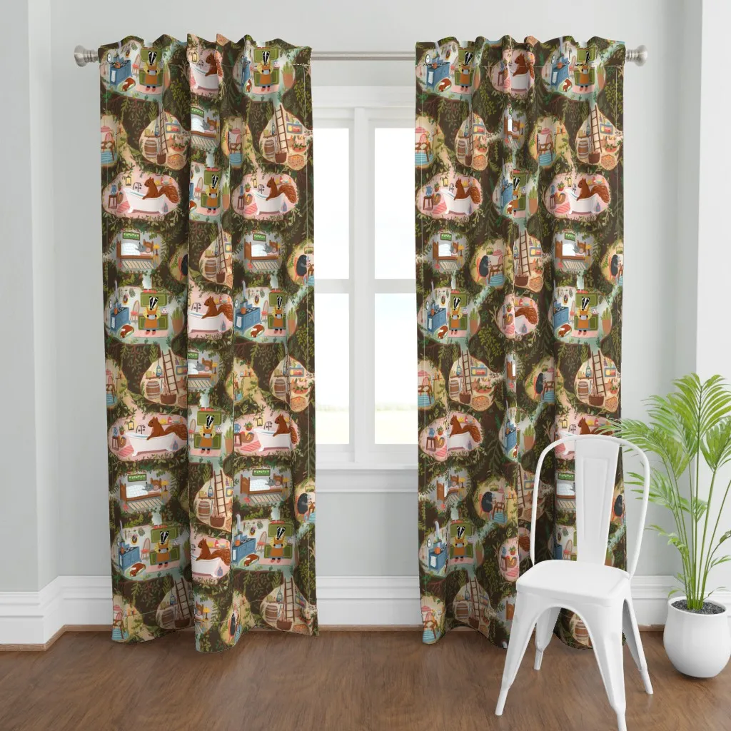 Animals In Their Burrows Curtain Panel - Dark Brown product