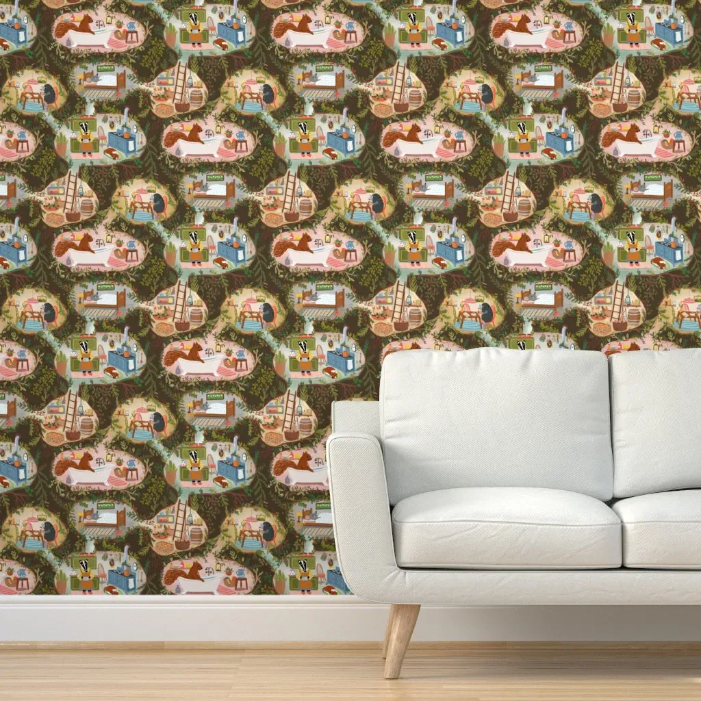 Animals In Their Burrows Peel and Stick Wallpaper - Dark Brown product