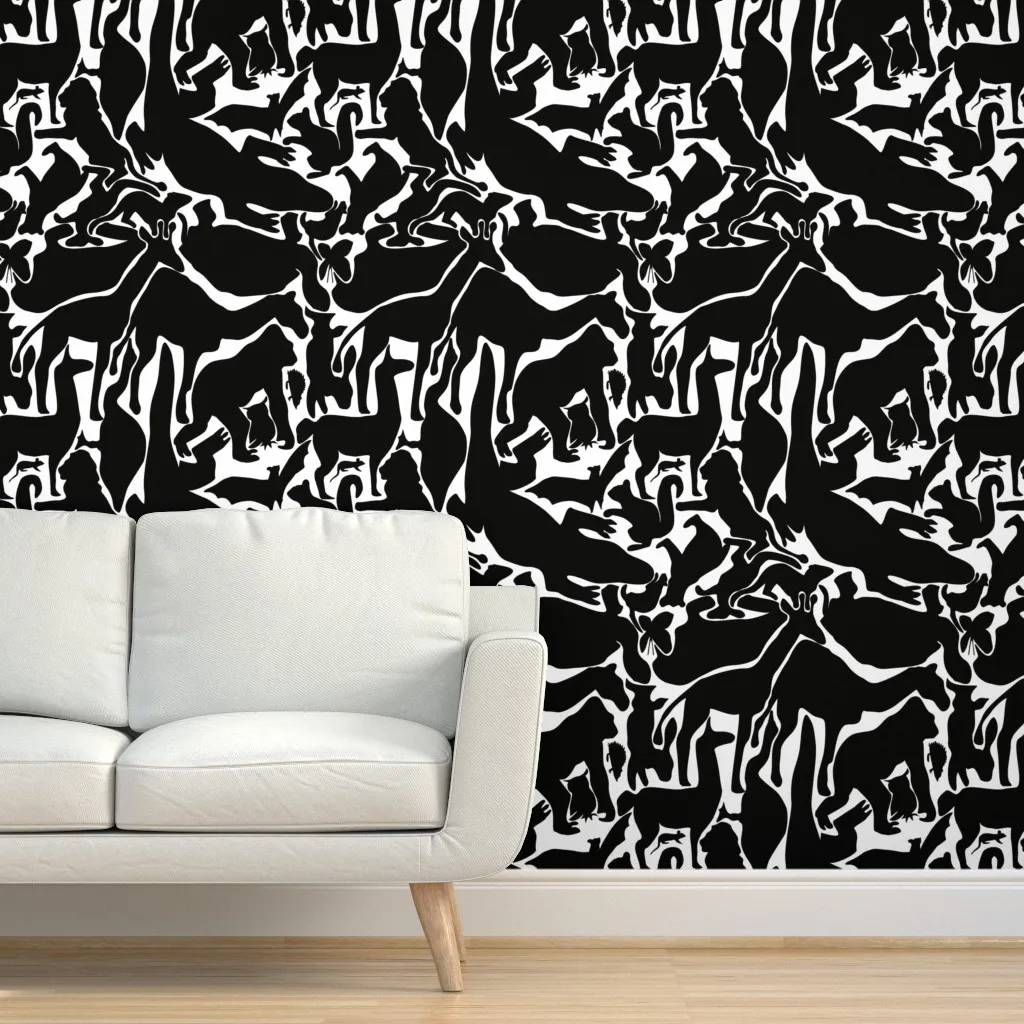 Animals Jigsaw Peel and Stick Wallpaper - Black product