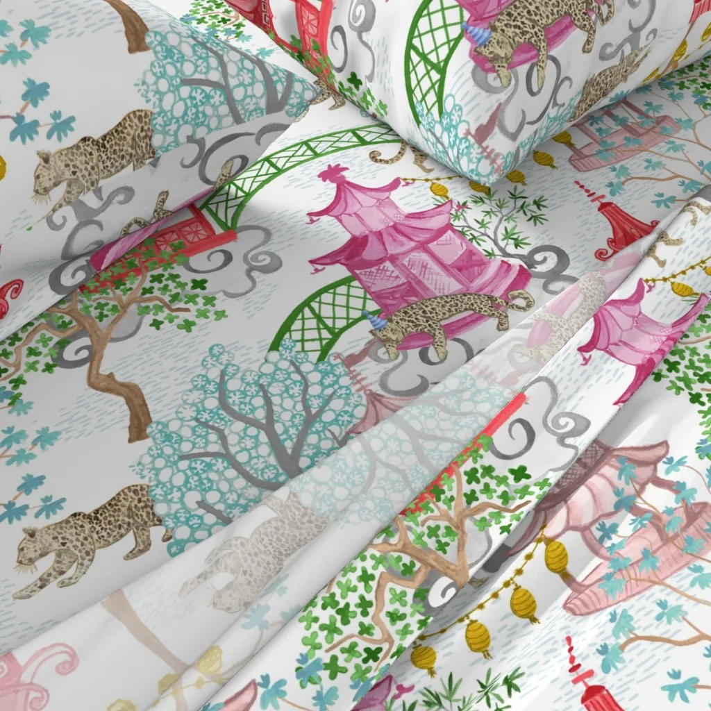 Anita Party Leopards Pagoda Forest Queen Sheet Set - Pink alternate view