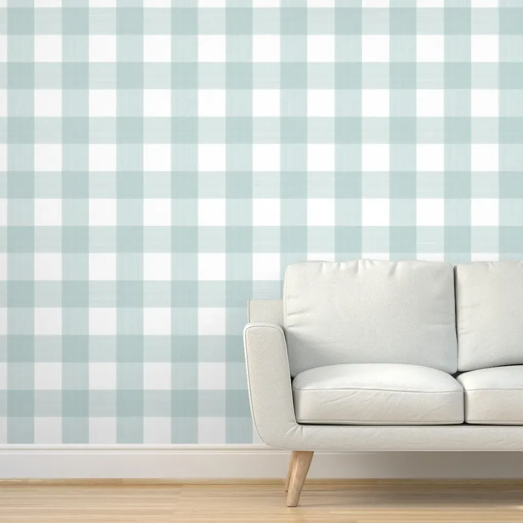 Anne Buffalo Check Peel and Stick Wallpaper - Aqua, White product