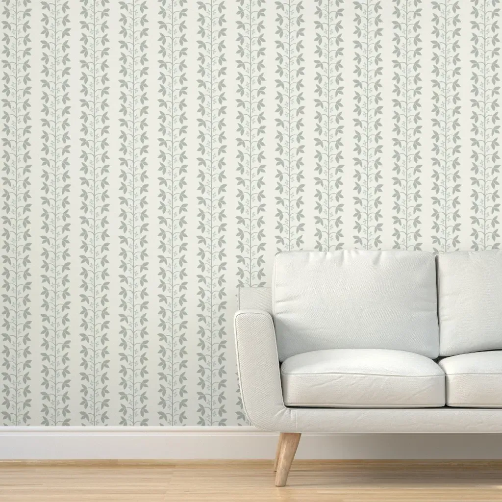 Anne Custom Vine Peel and Stick Wallpaper - Sage Green product