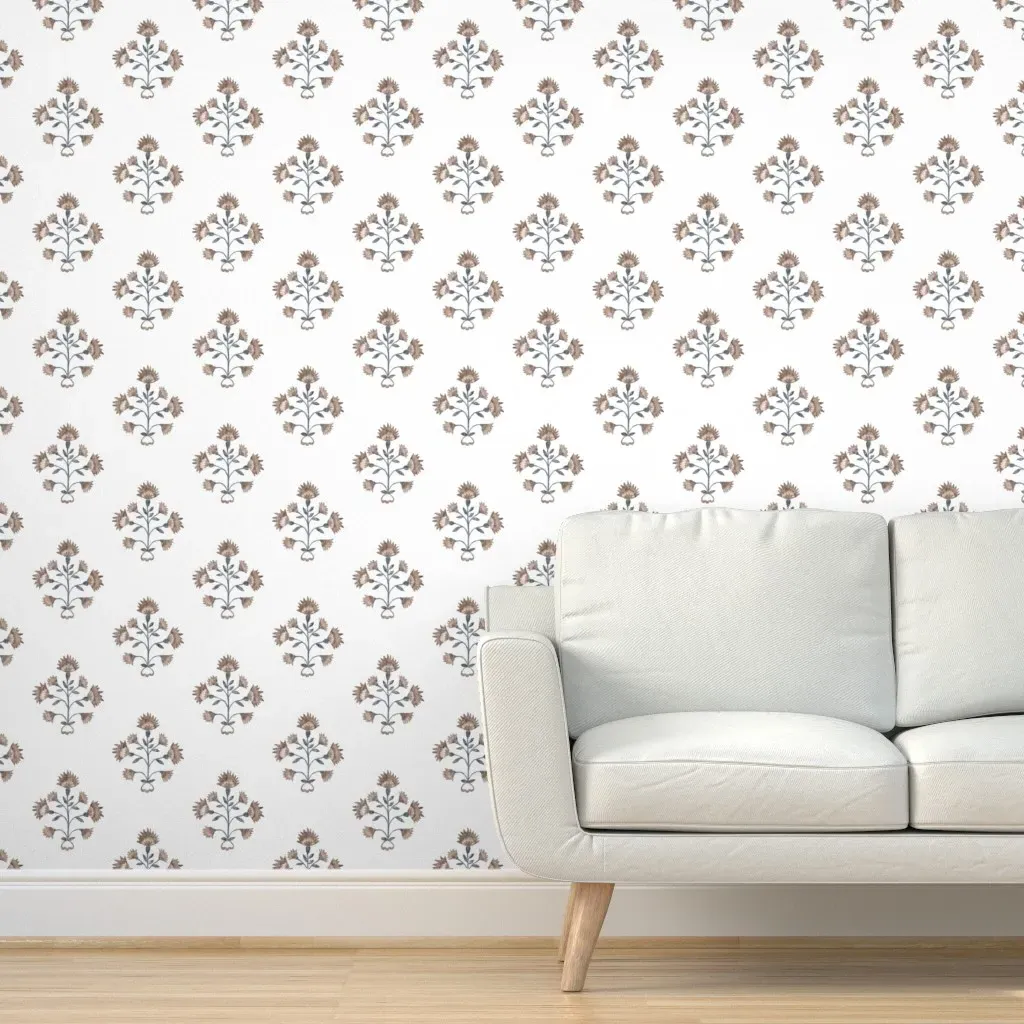 Annie Peel and Stick Wallpaper - Rust Brown & Blue on White product
