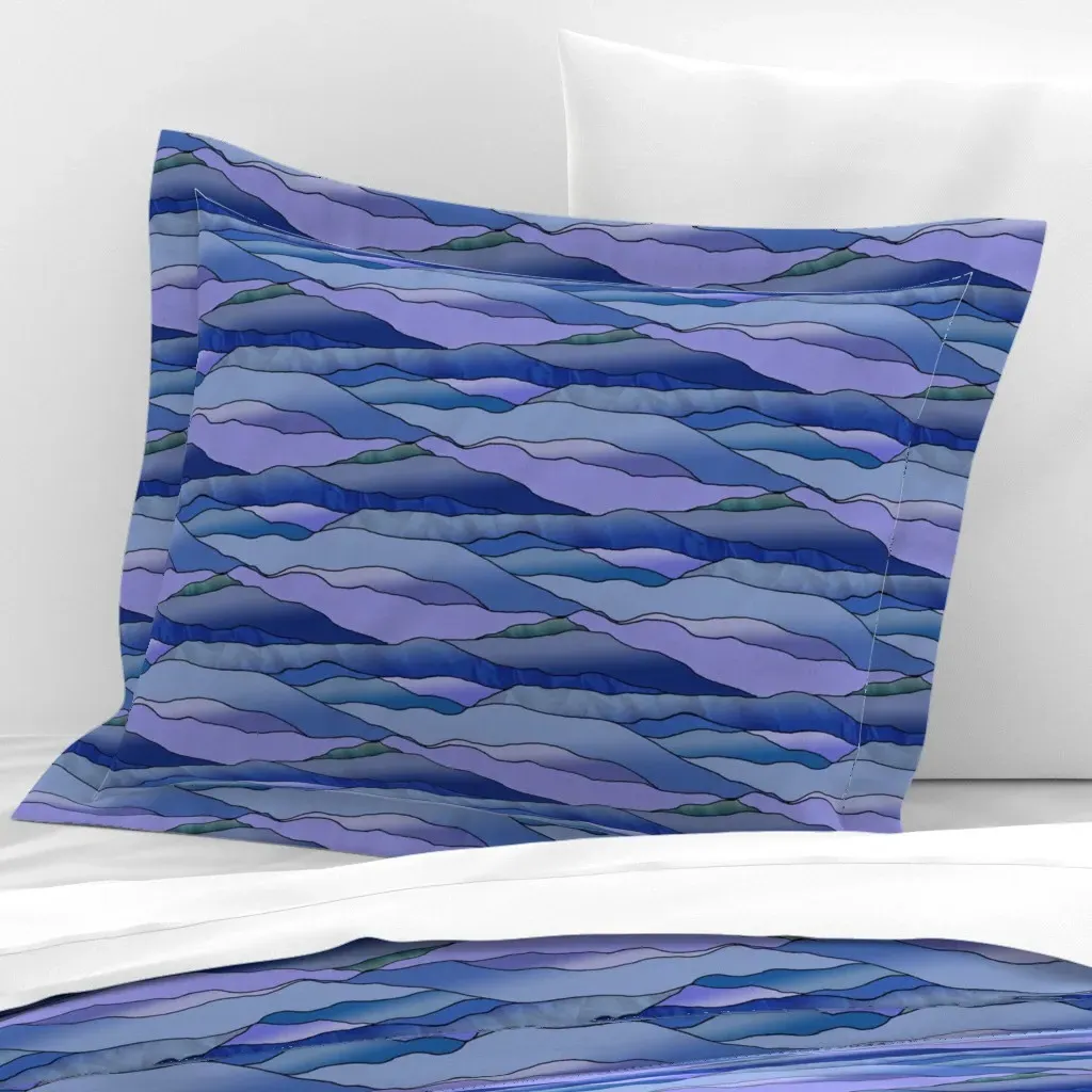 Another Cold Night In The Desert Flanged Cushion Cover - Medium Blue, Cotton Sateen product