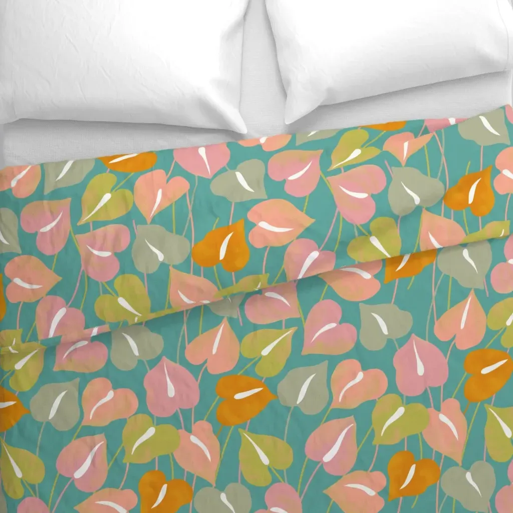Anthurium Pastel Watercolors Duvet Cover - Pink alternate view