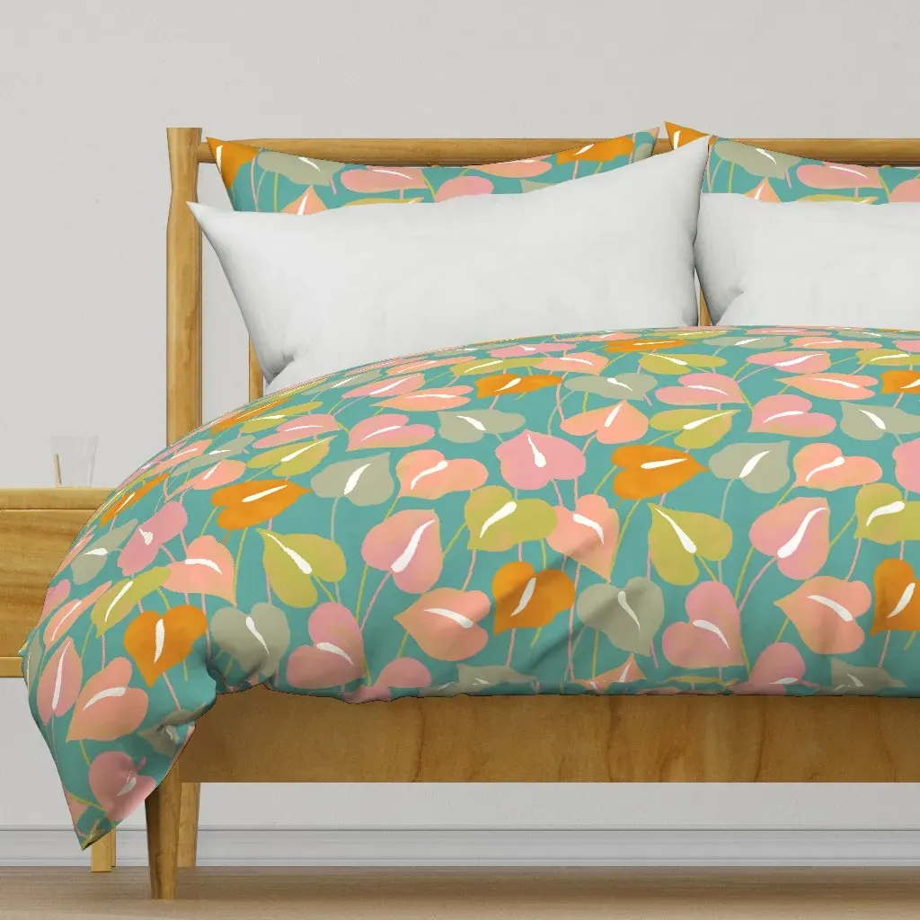 Anthurium Pastel Watercolors Duvet Cover - Pink product