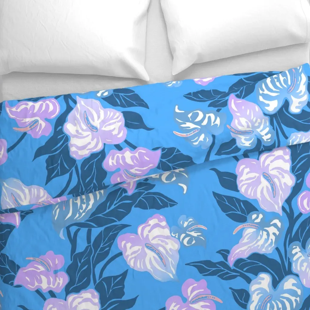 Anthurium Print Duvet Cover - Purple alternate view