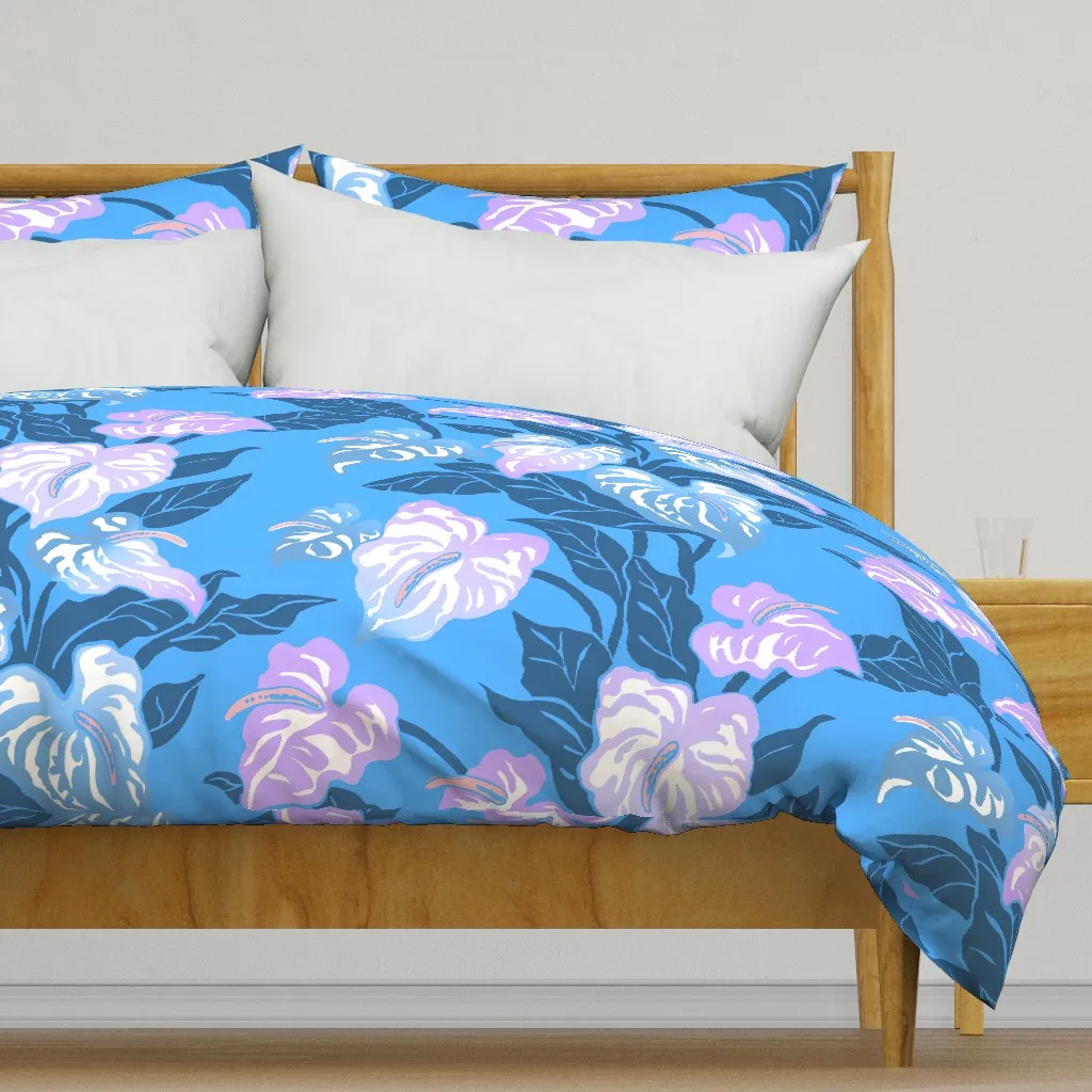 Anthurium Print Duvet Cover - Purple product