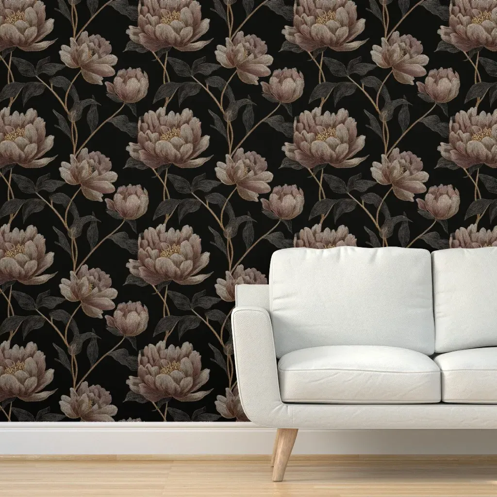Antique Bloom Onyx Peel and Stick Wallpaper - Brown product