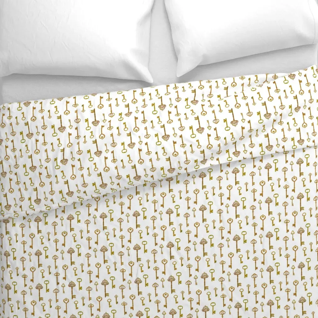 Antique Brass Skeleton Keys Duvet Cover - Gold alternate view