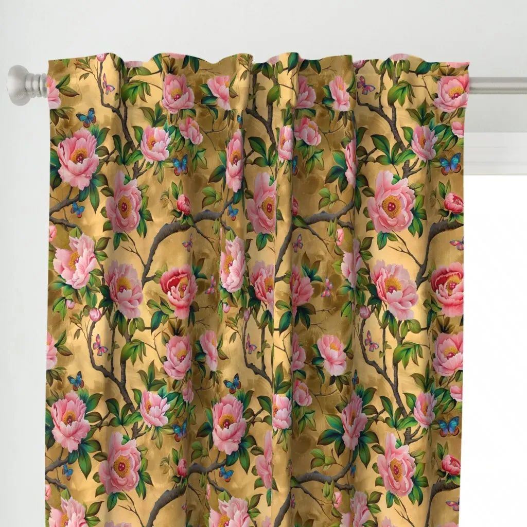 Antique Chinoiserie Curtain Panel - Pink alternate view
