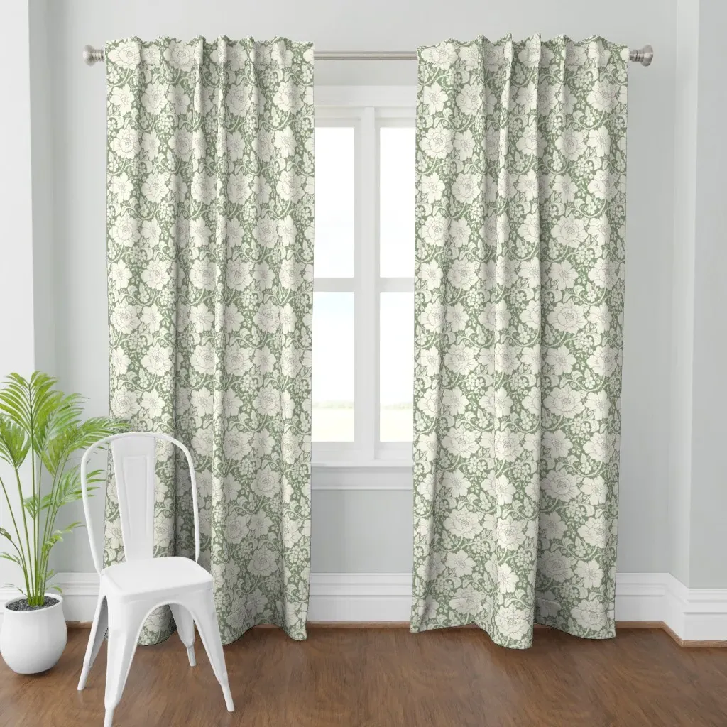 Antique Floral Damask Curtain Panel - Cream product