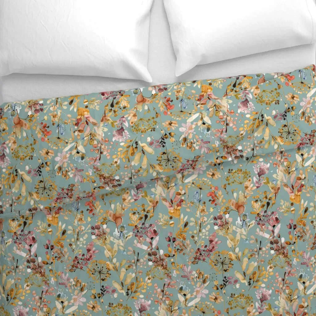 Antique Floral Wild Grasses Duvet Cover - Dusty Rose alternate view