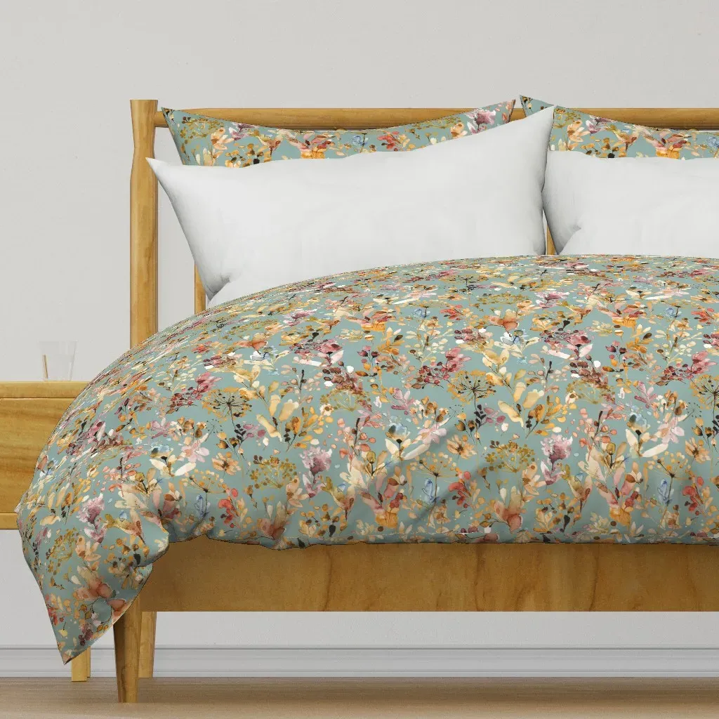 Antique Floral Wild Grasses Duvet Cover - Dusty Rose product