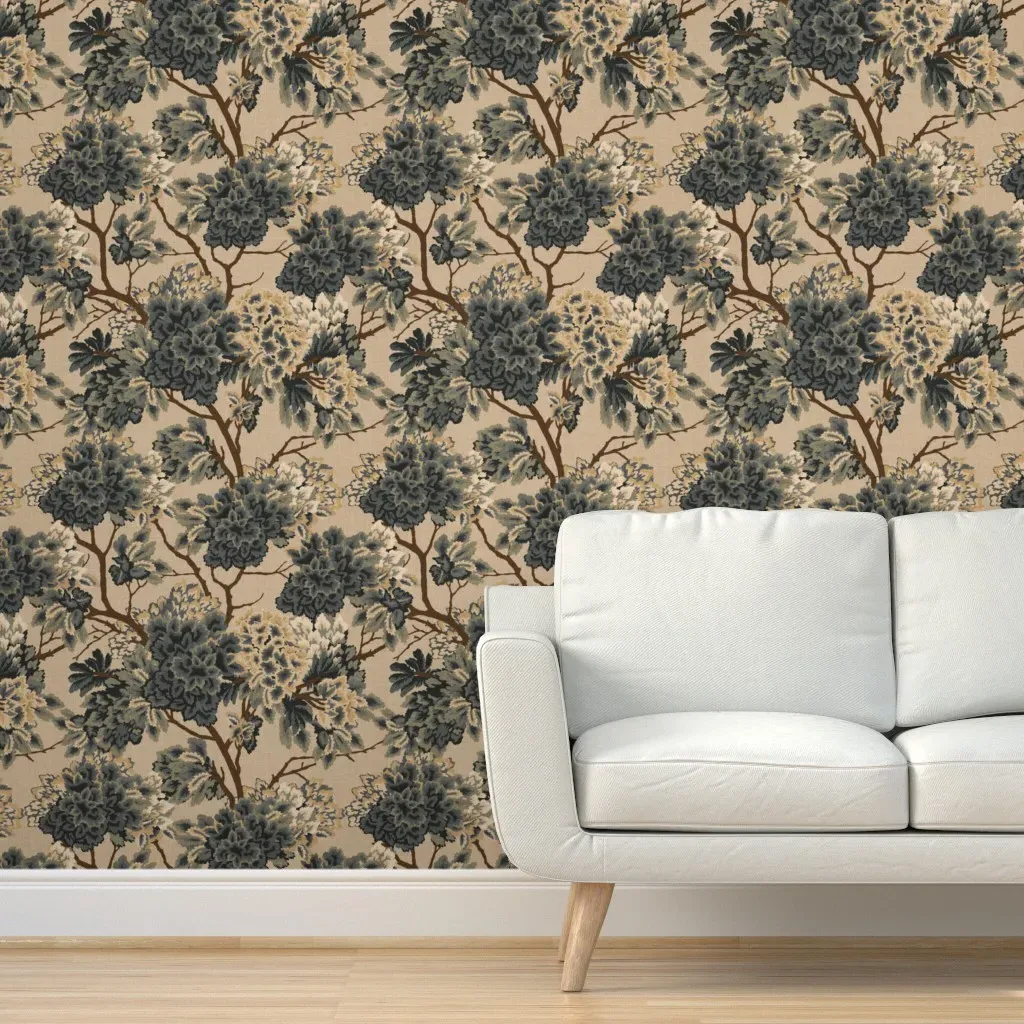Antique Forest Brown Tree Trunks Peel and Stick Wallpaper - Beige product