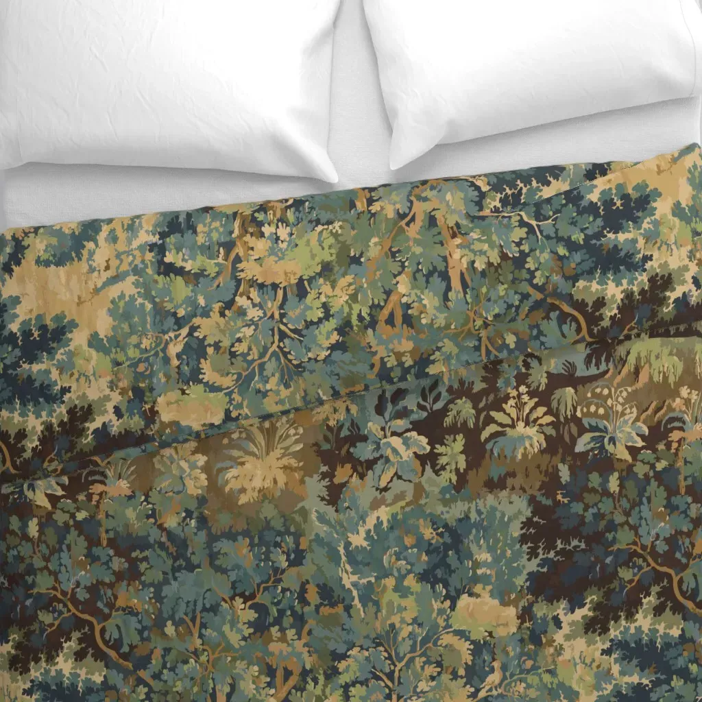 Antique French Tapestry Duvet Cover - Green alternate view