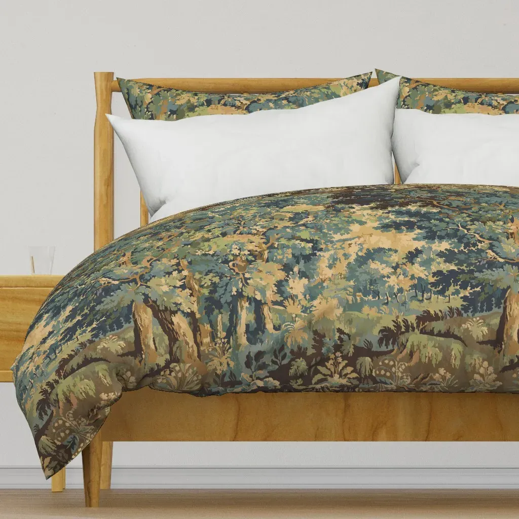 Antique French Tapestry Duvet Cover - Green product