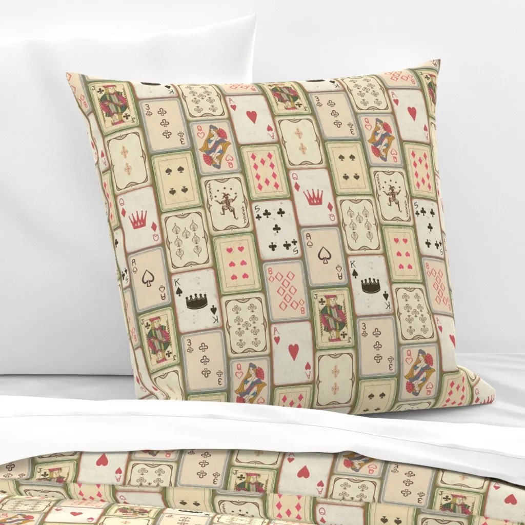 Antique Playing Cards Euro Pillow Sham - Beige product