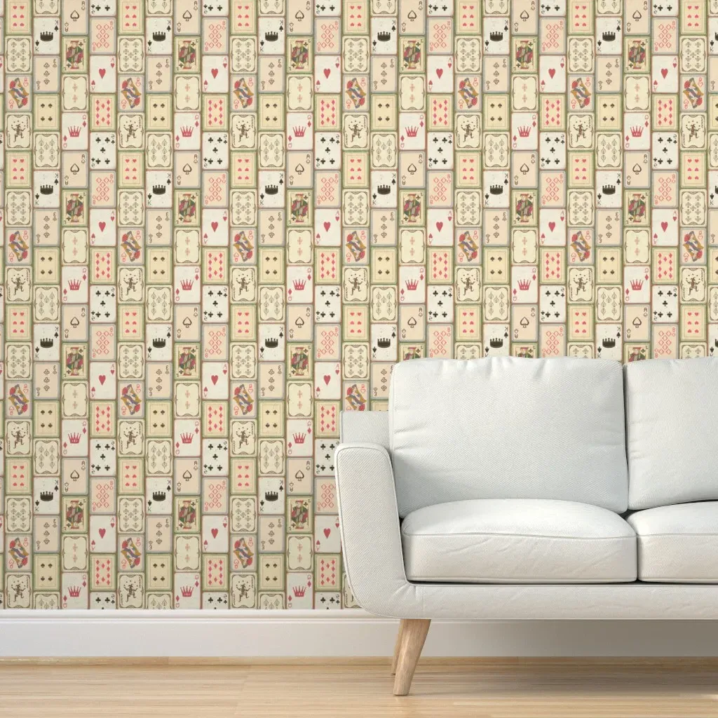 Antique Playing Cards Peel and Stick Wallpaper - Beige product