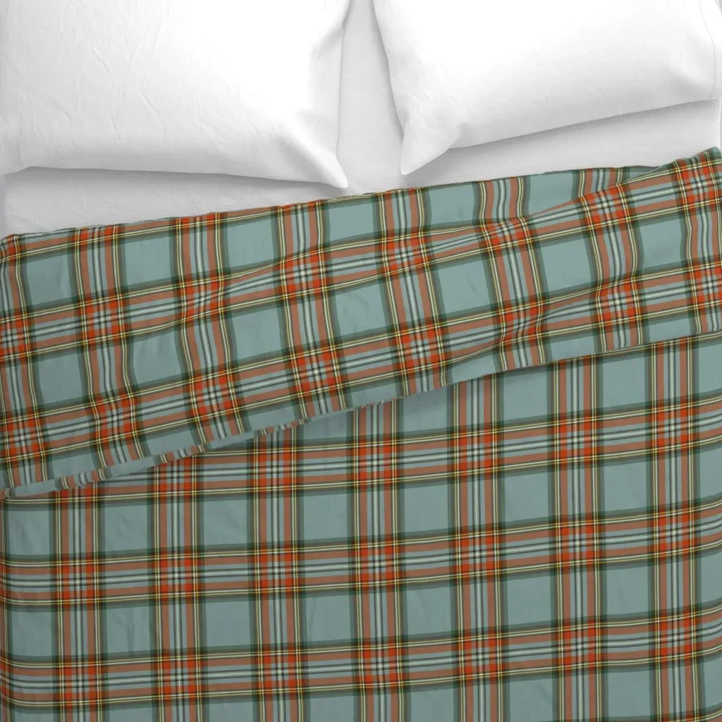Antique Royal Stewart Tartan Duvet Cover - Dusty Blue alternate view