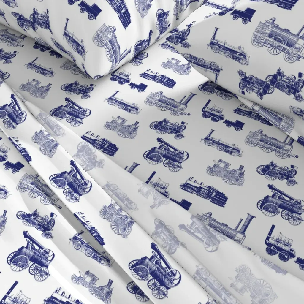 Antique Steam Engines Large Full Sheet Set - Navy Blue alternate view