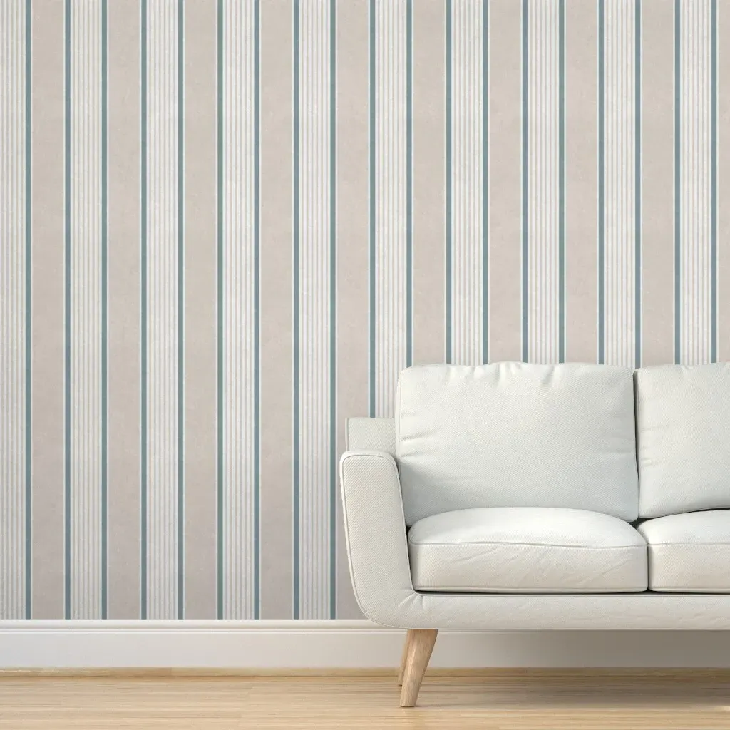 Antique Stripes Peel and Stick Wallpaper - Cream, Slate Blue product