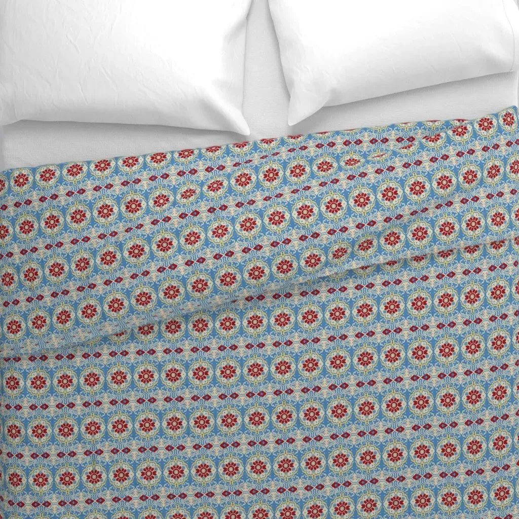 Antique Tapestry Trim Duvet Cover - Red alternate view