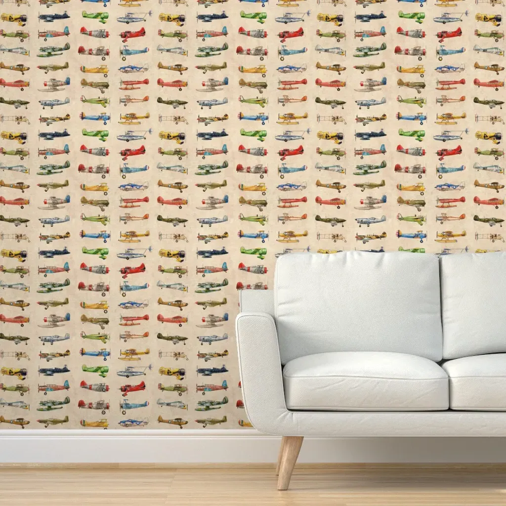 Antiqued Planes Peel and Stick Wallpaper - Beige, Fabric product
