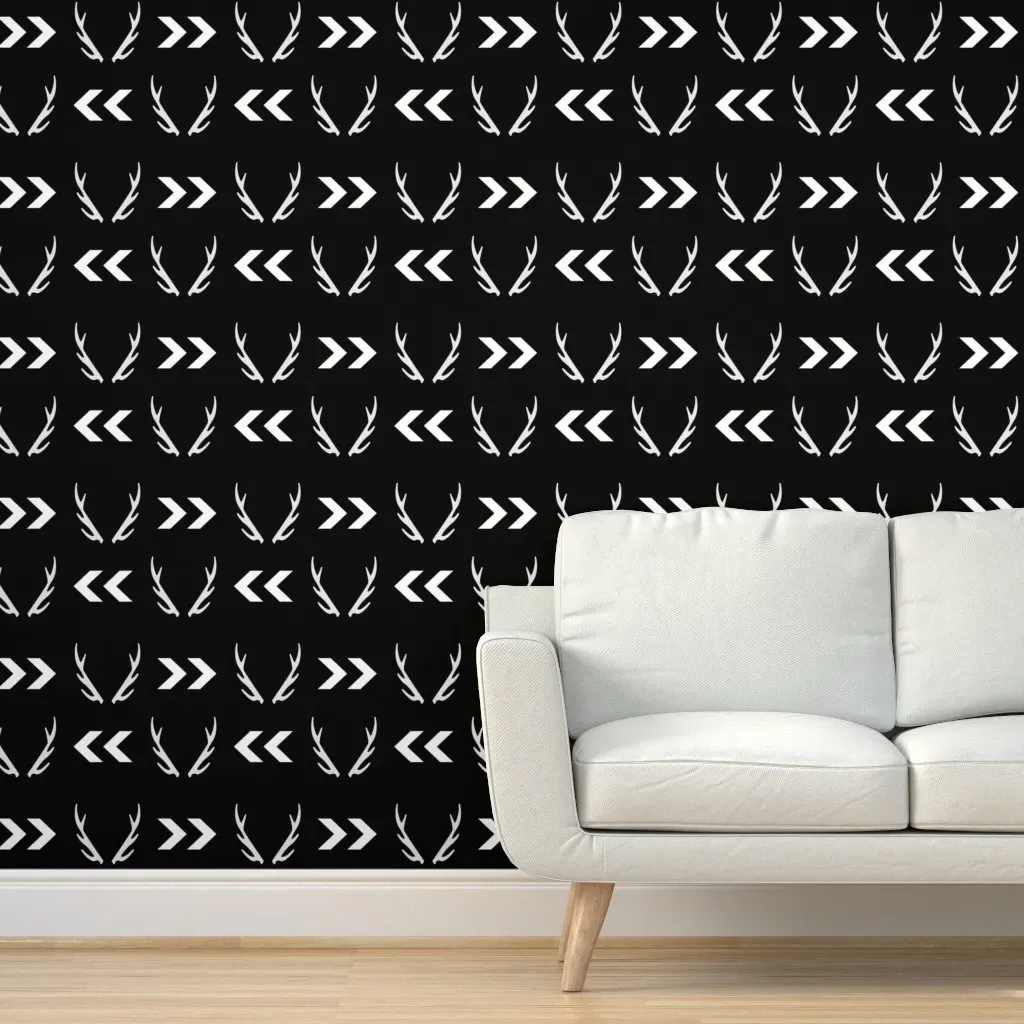 Antler Chevron Arrow Peel and Stick Wallpaper - Black & White product