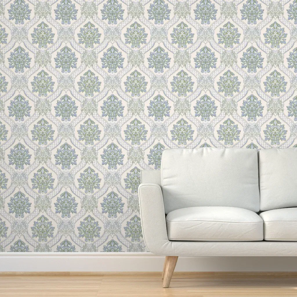 Antoinette Damask Peel and Stick Wallpaper - Light Blue product
