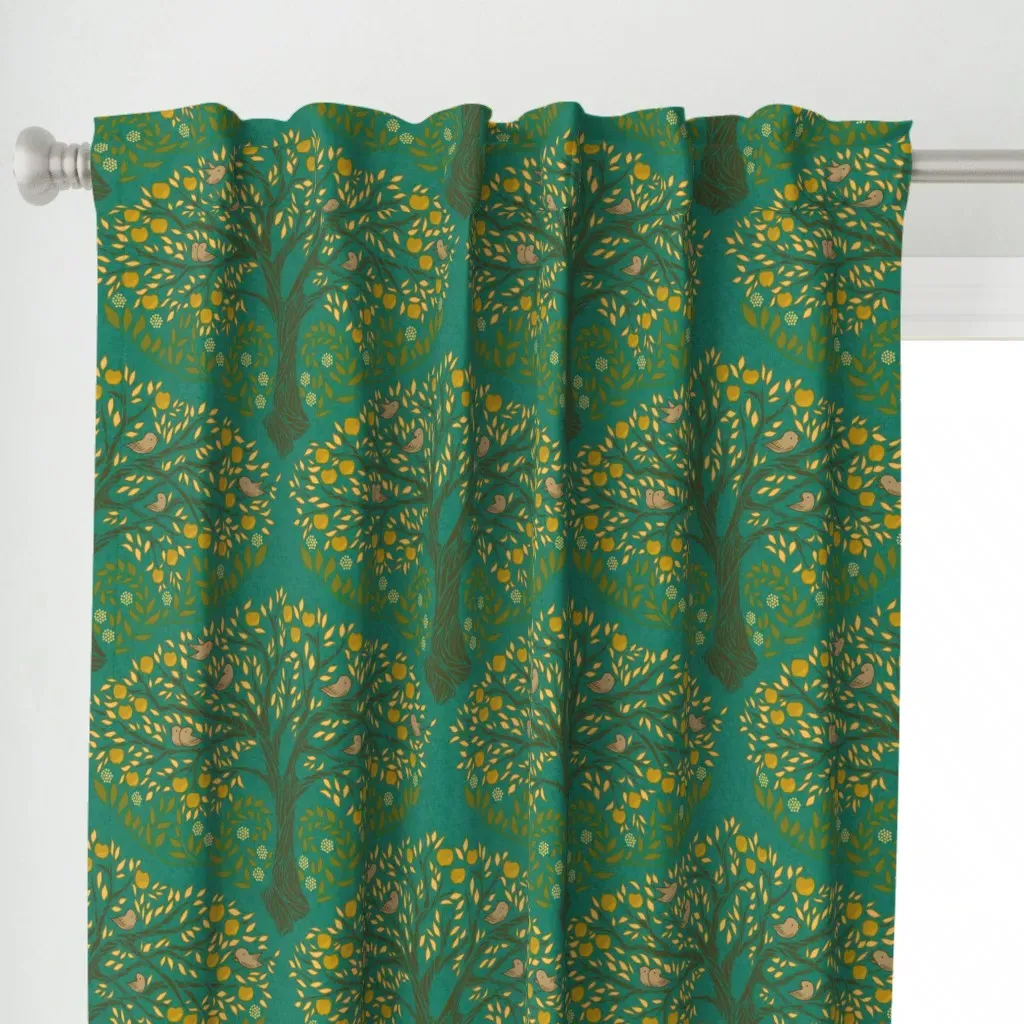 Apple Tree Curtain Panel - Mustard Yellow alternate view