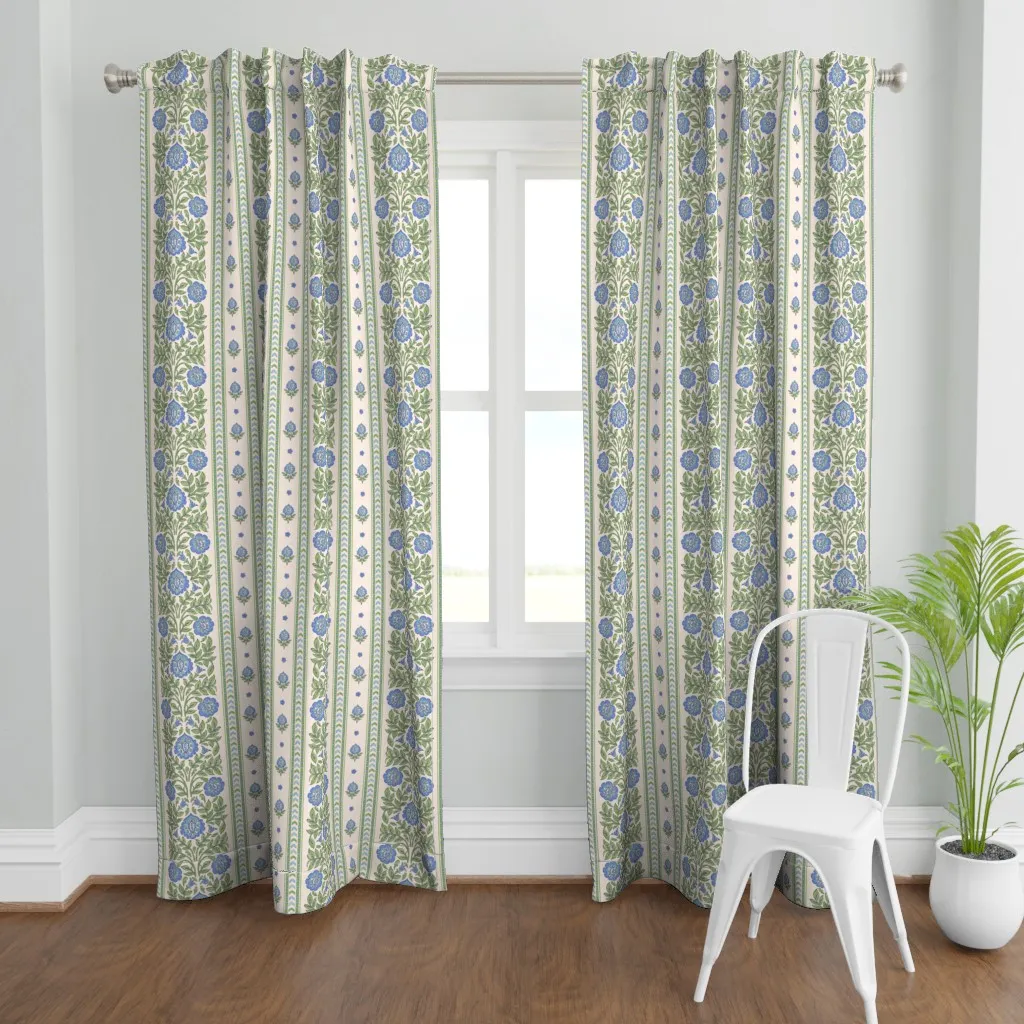 Aprajita Indian Floral Curtain Panel - Blue product