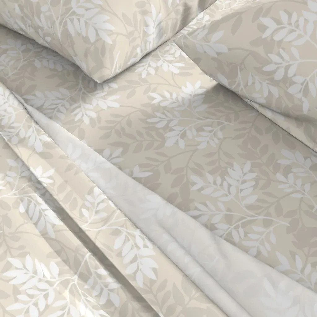 Apricity Branches Queen Size Sheet Set - Off-White alternate view