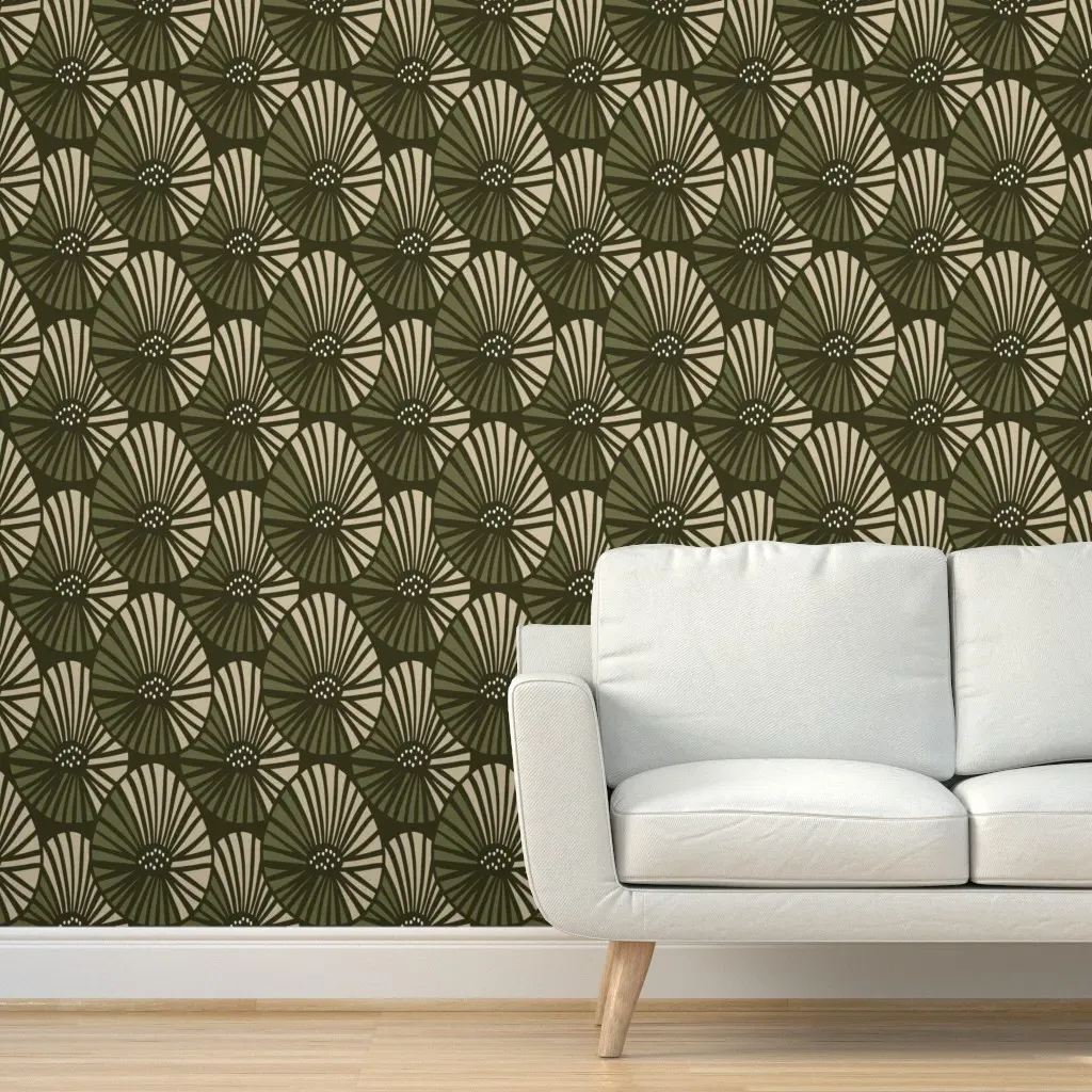 April Natural Peel and Stick Wallpaper - Olive Green product