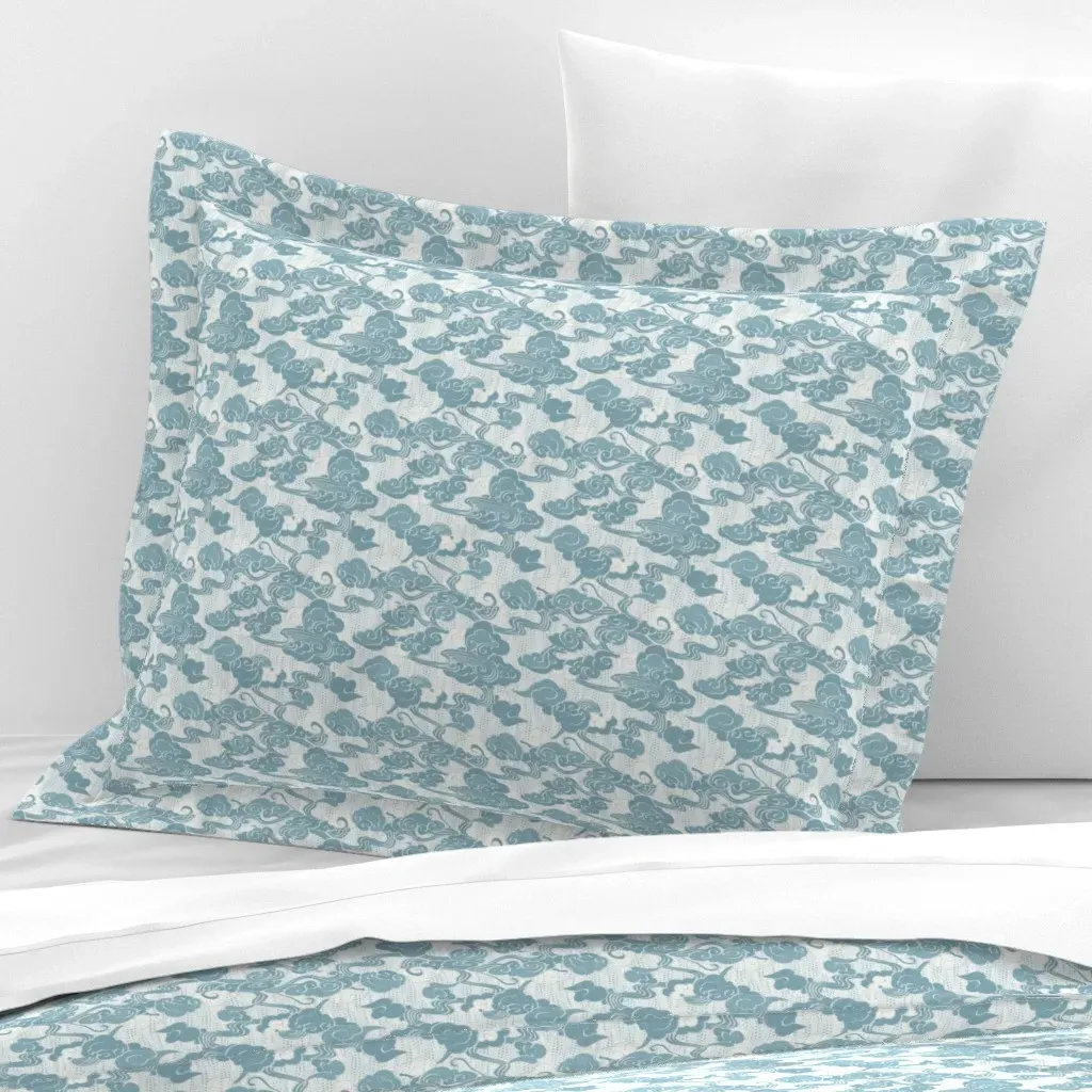 April Sky Neutral Pastel Standard Flanged Cushion Cover - Blue, Cotton Sateen product