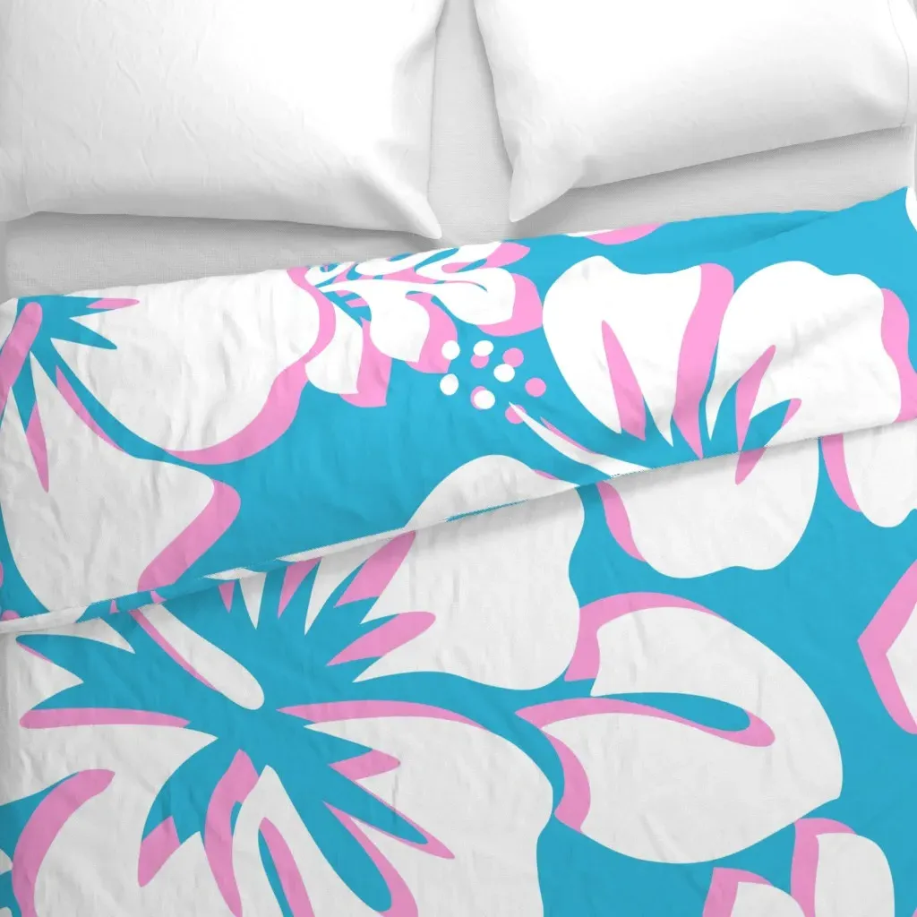 Aqua Blue Pink and White Duvet Cover alternate view
