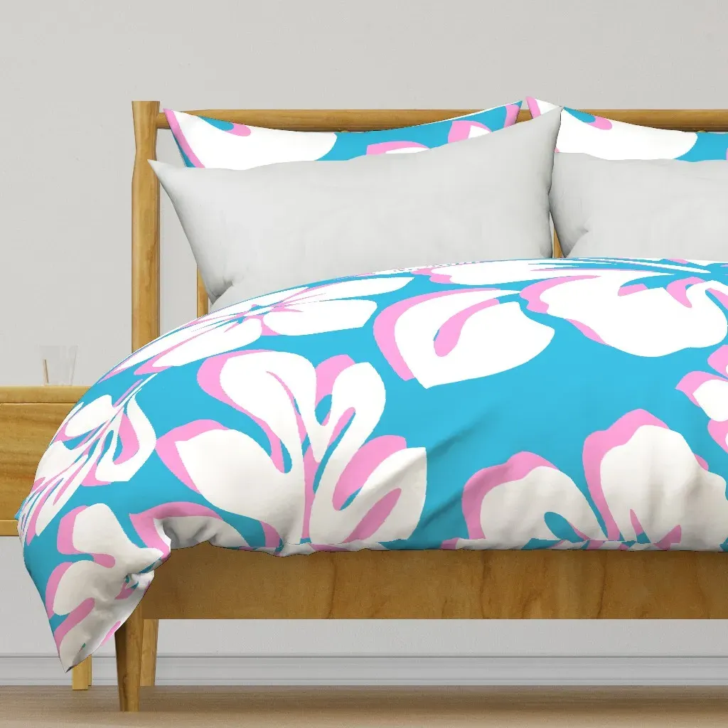 Aqua Blue Pink and White Duvet Cover product