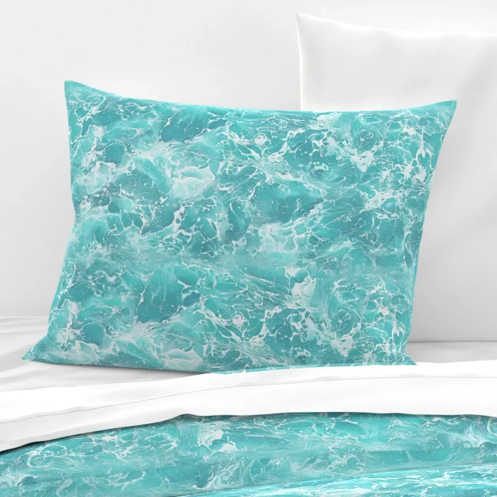 Aqua Coral Beach Water Texture Standard Knife Edge Pillow - Aqua, Cotton Sateen product