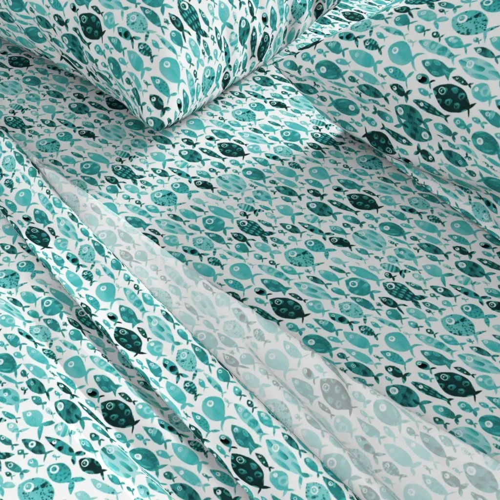 Aqua Fish Twin Sheet Set - Teal alternate view