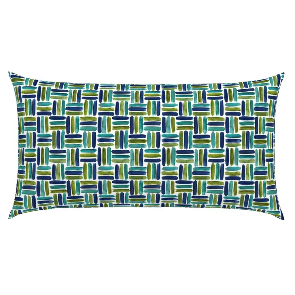 Aqua Lime Navy Basketweave King Pillow Sham - Teal product