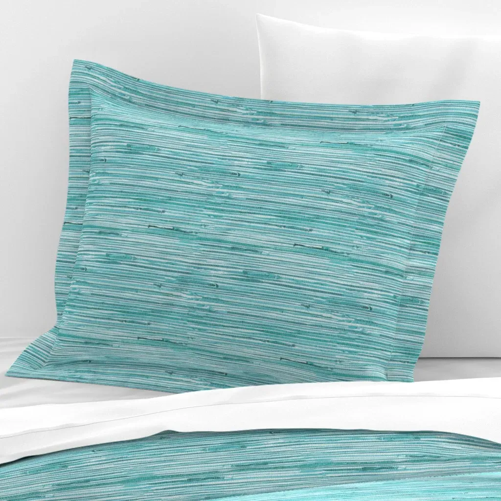 Aqua Teal Grasscloth Woven Wallpaper - Teal, Cotton Sateen product