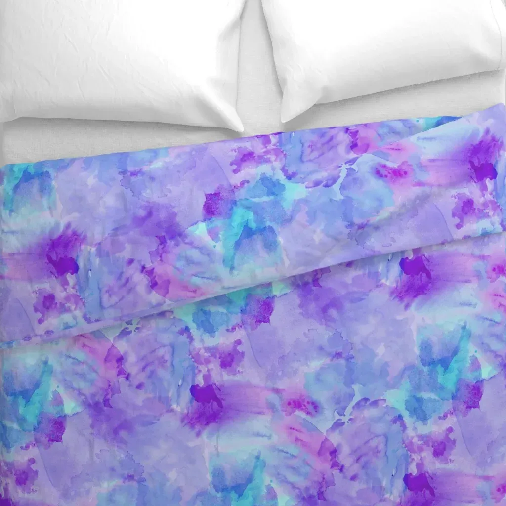 Aqua Violet Watercolor Duvet Cover - Purple alternate view