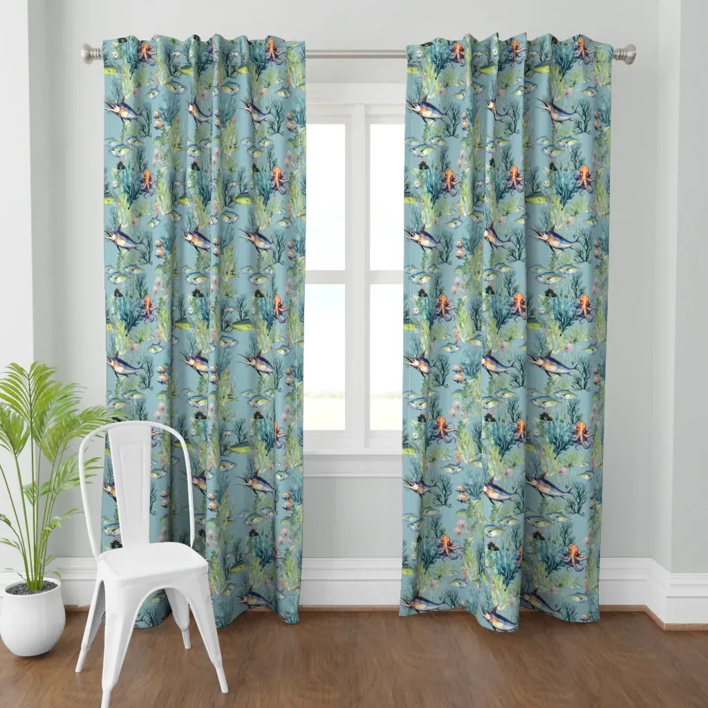 Aqua Wonderland French Curtain Panel - Blue product