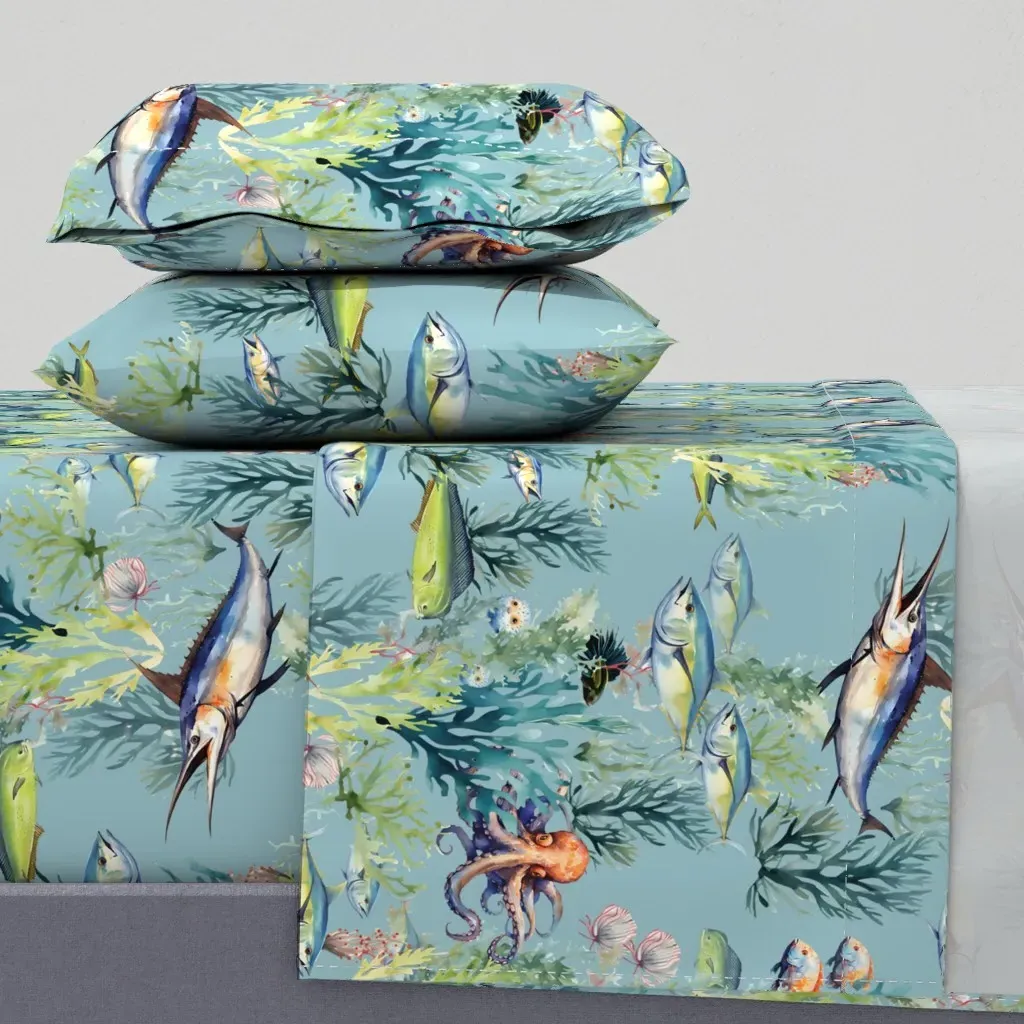 Aqua Wonderland King Size Sheet Set - Blue product