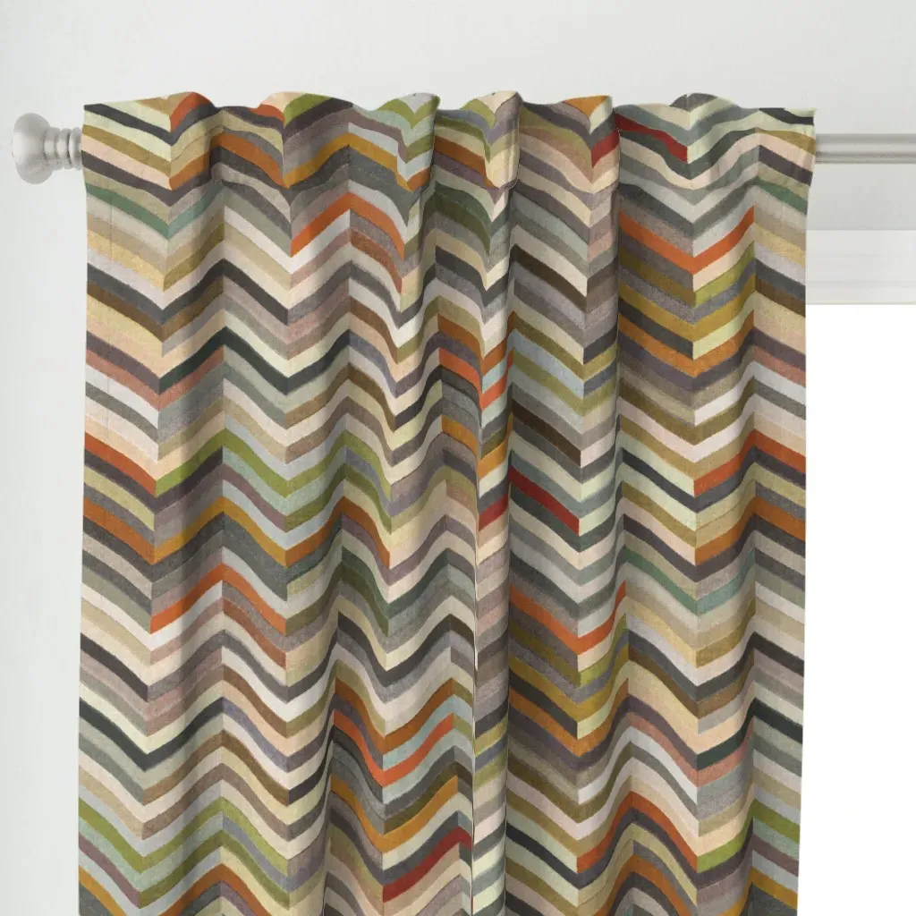 Aquarian Stripe Large Curtain Panel - Muted Beige alternate view